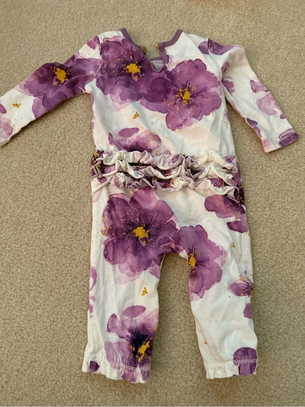 Burt’s Bees Purple Floral Baby Footie One-Piece Romper